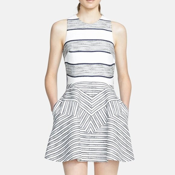 3.1 Phillip Lim Chevron Detail Full Skirt Dress ASO Quinn Fabray - Picture 4 of 15